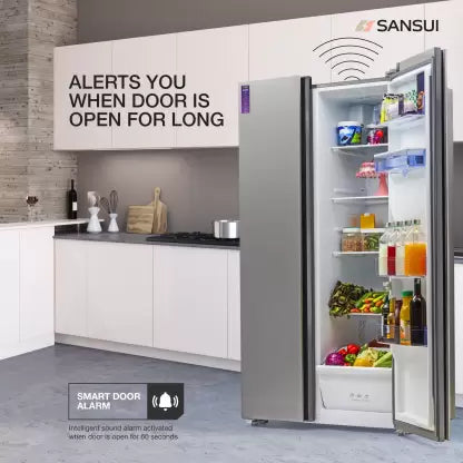 Sansui 544 L Frost Free Side by Side Refrigerator (Silver Steel, 520ISSNS) (OPEN BOX) Sansui 544 L Frost Free Side by Side Refrigerator (Silver Steel, 520ISSNS) (OPEN BOX)